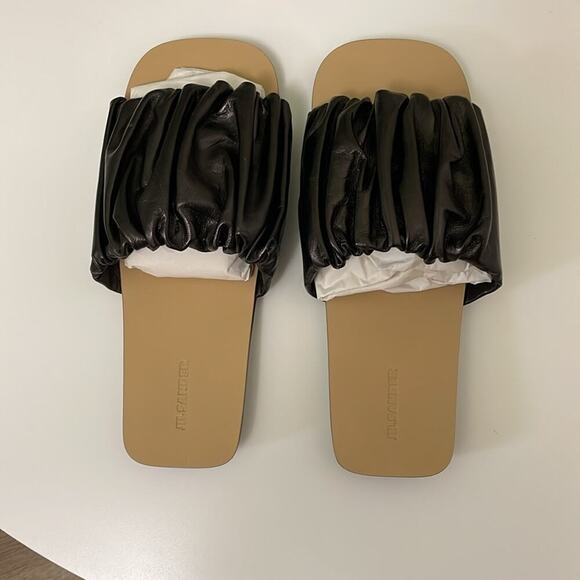 Jil Sander Women’s Slides Gathered Leather Tripon Black size EU 39.5/US 9.5 New - Picture 5 of 9